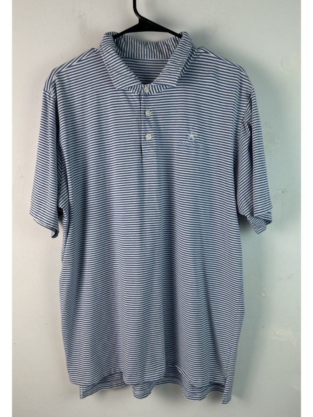 Bakers Bay Golf Club B Draddy Polo Blue White Stripe Mens  Xl